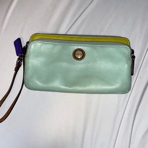 Coach multi color wristlet wallet